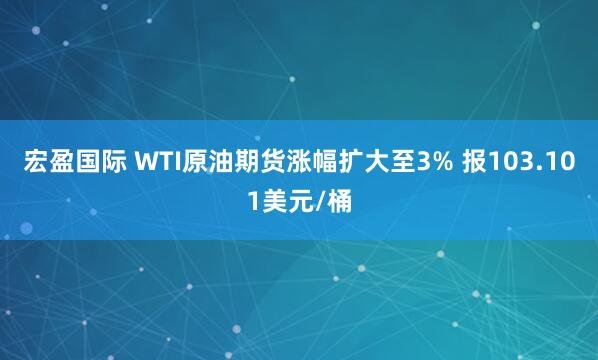 宏盈国际 WTI原油期货涨幅扩大至3% 报103.101美元/桶